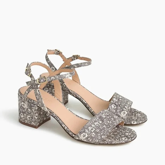 J. Crew Women's Strappy Leather Block-Heel Sandals - Picture 1 of 3